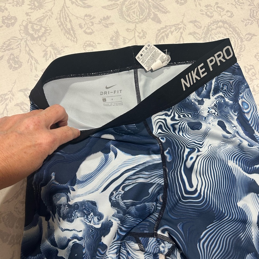 Nike Pro Navy and White Dri-FIT Shorts